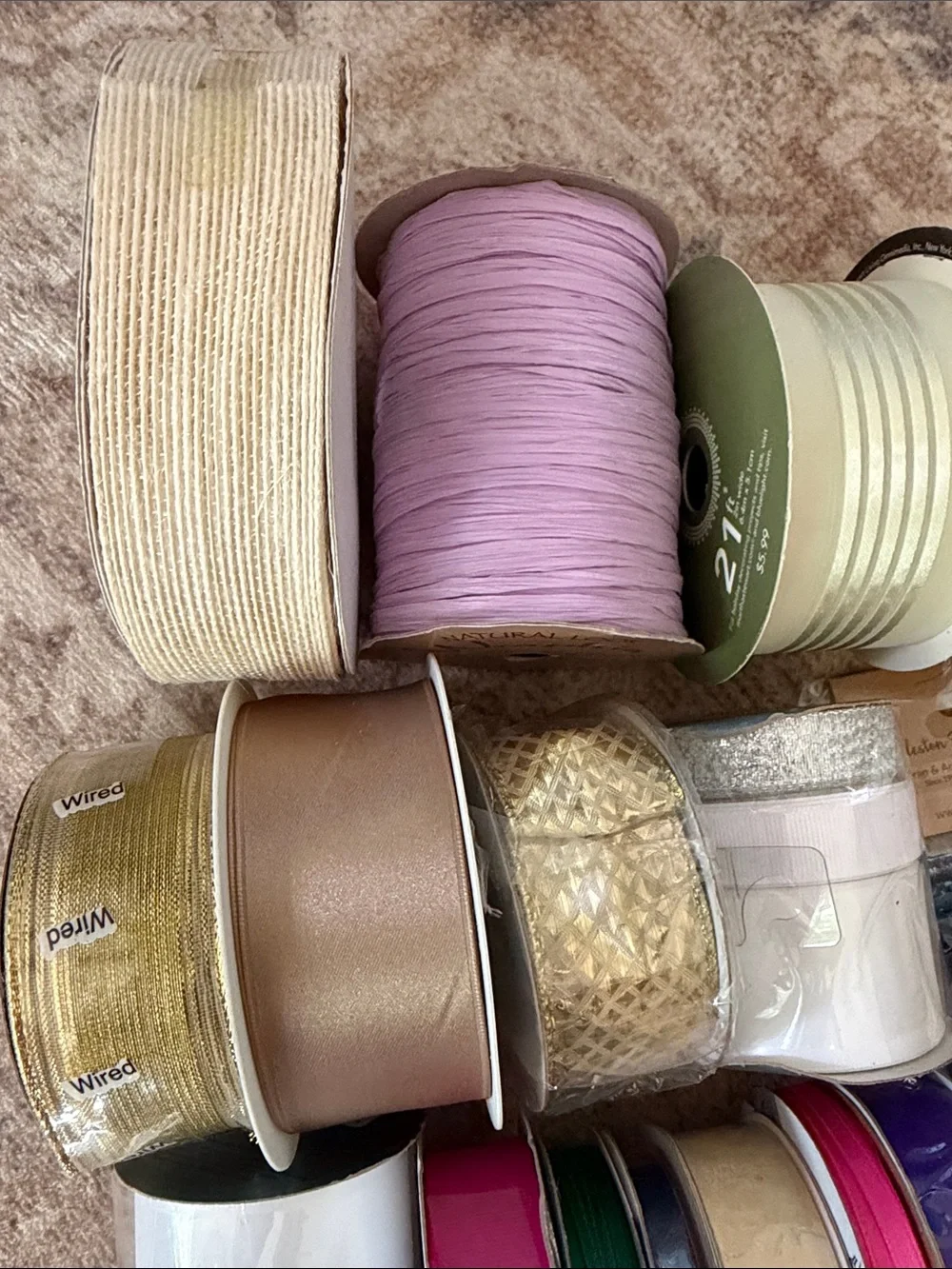 20 Roll Ribbon Bundle + Charleston Wrap Mini Gift Boxes & Bags NWT